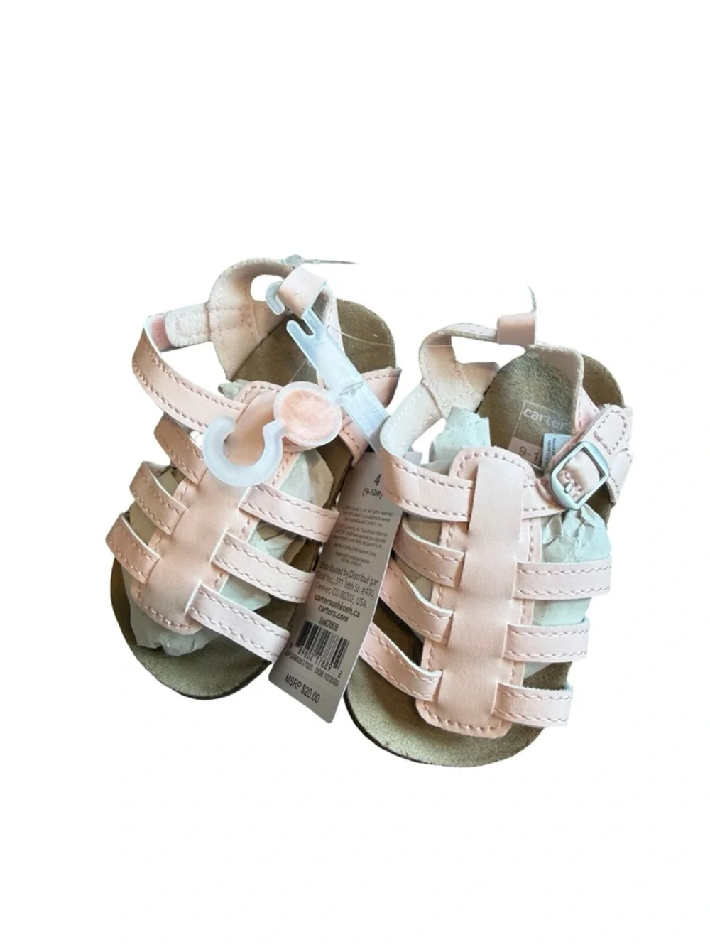 Carter's Pink Baby Girl Sandals Strappy Buckle Closure Size 4 9-12 Months NWT